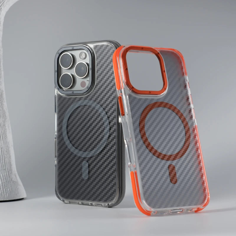 Matte Carbon Fiber Magnetic Case for iPhone