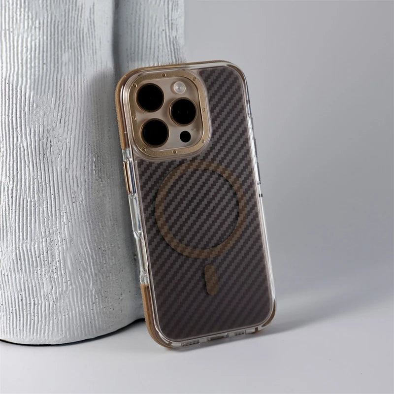 Matte Carbon Fiber Magnetic Case for iPhone